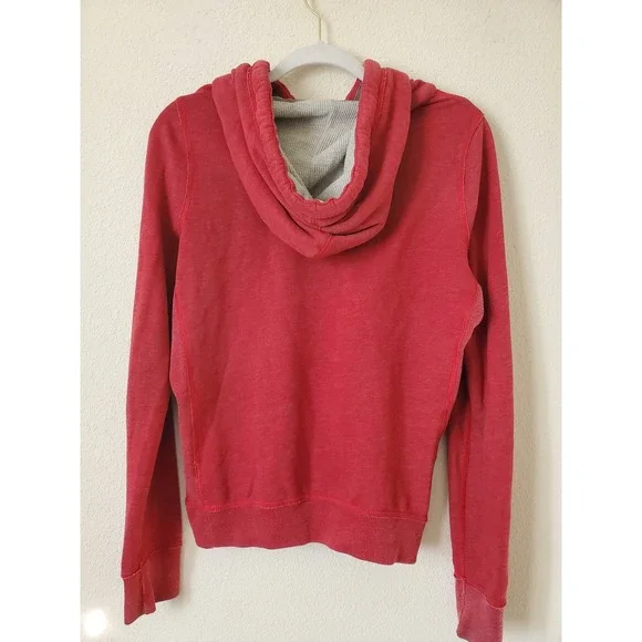 VTG Y2K Abercrombie‎ Fitch Red Hoodie Sweatshirt Size L Puffy Logo Spellout - Picture 5 of 9